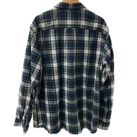 L.L. Bean Blue Green Gray Scotch Plaid Flannel Shirt Size XL Reg - Picture 5 of 7
